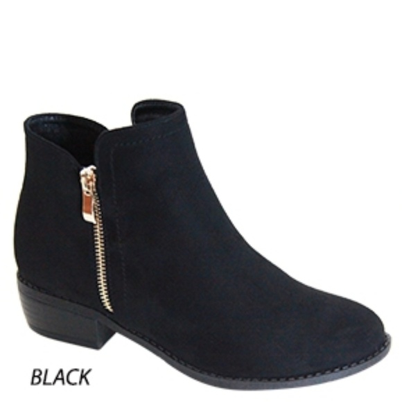 WOMENS SIDE ZIP FAUX SUEDE ANKLE BOOTIES - Picture 3 of 4